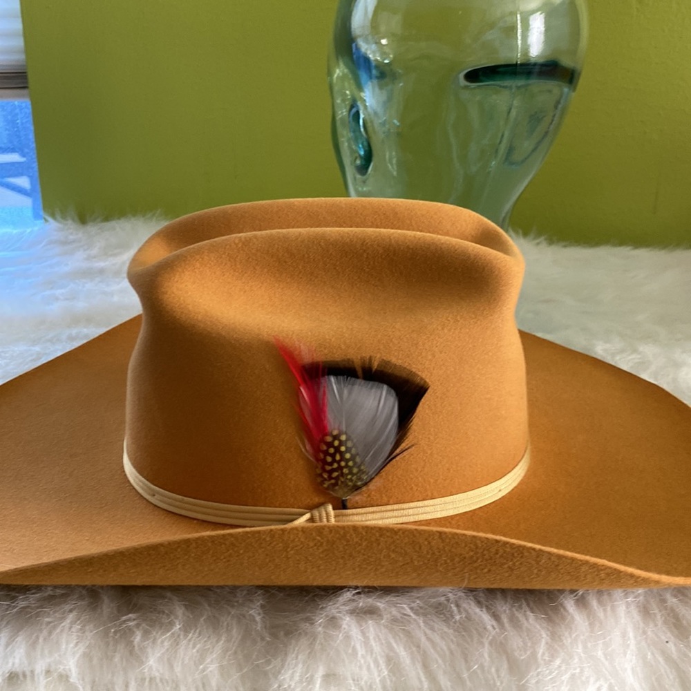 Vintage cowboy hat in pristine condition - fur felt in longhorn orange. - Picture 7 of 7